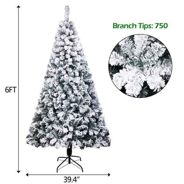 Green Flocking 6ft Christmas Tree - 750 Branches Automatic PVC Tree - DropOnline.co