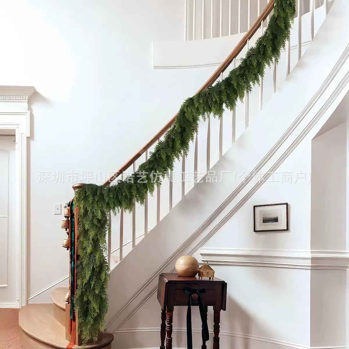 Christmas Pine Needle Garland - Soft Rubber Feel Norfolk Pine Cypress Rattan Decoration (1.5m-2.7m) - DropOnline.co