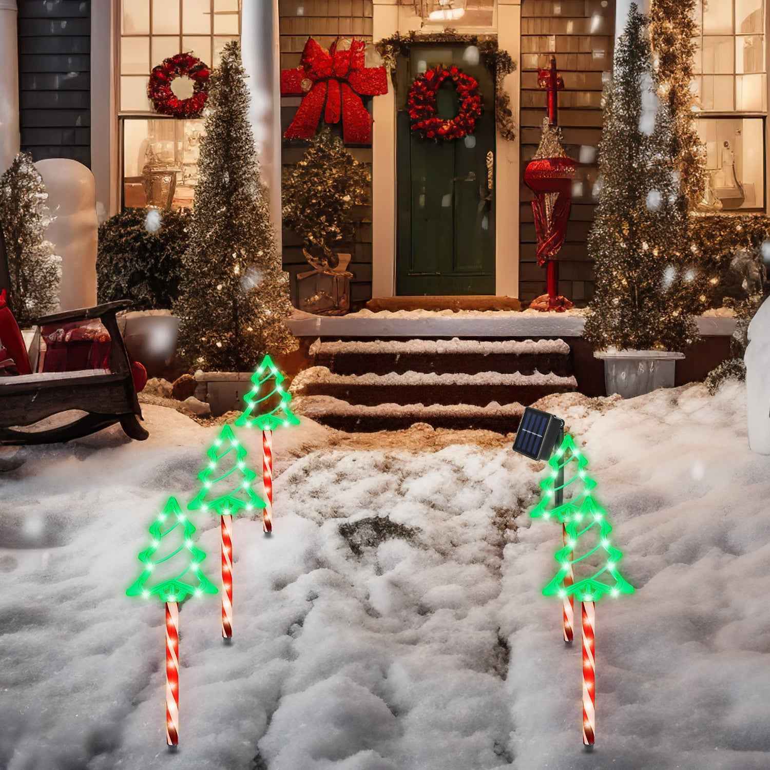 Christmas Outdoor Pathway Lights - 5 Pack LED Stake Lights with 8 Modes IP44 Waterproof - DropOnline.co