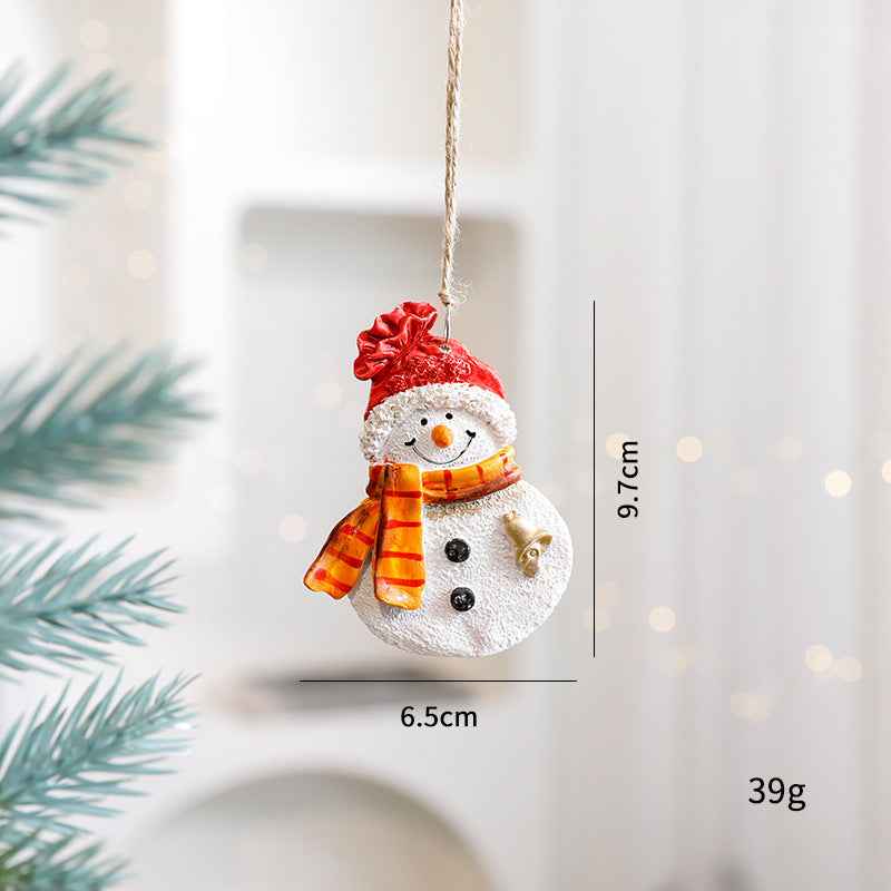 Christmas Resin Character Pendants - Santa Snowman Gingerbread Man Ornaments - DropOnline.co