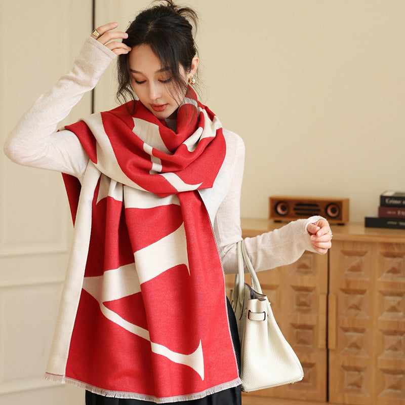 Women's Versatile Fashion Scarf - Thickened Warm Cashmere Winter Wrap - DropOnline.co