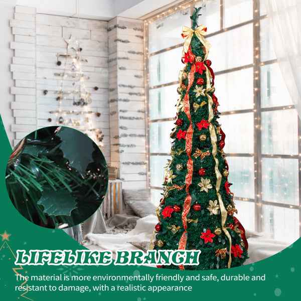 7 FT Fully Decorated Pre-lit Christmas Tree - Pop Up with 200 Lights Remote Control - DropOnline.co