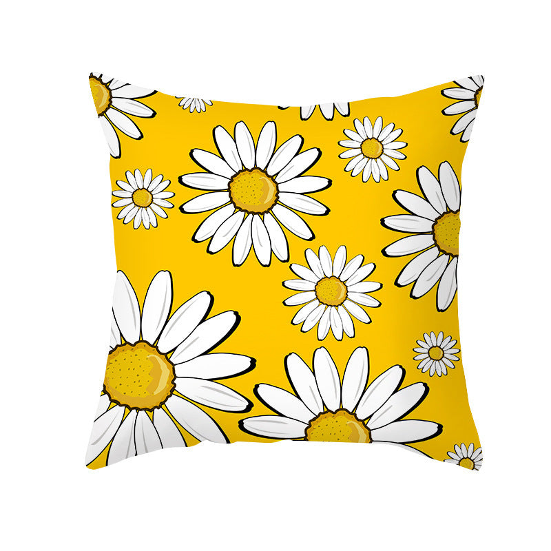 Modern Yellow Daisy Flower Cushion Cover - Creative Letter Print Pillow Case for Home - DropOnline.co