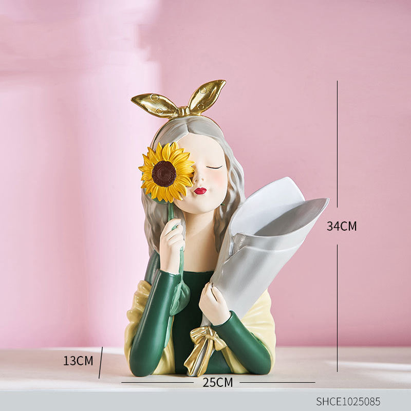 Home Decor Girl Figurine Resin Sculpture Abstract Art Room Decor Nordic Decoration Home Living Room Decoration Accessories Gifts - DropOnline.co