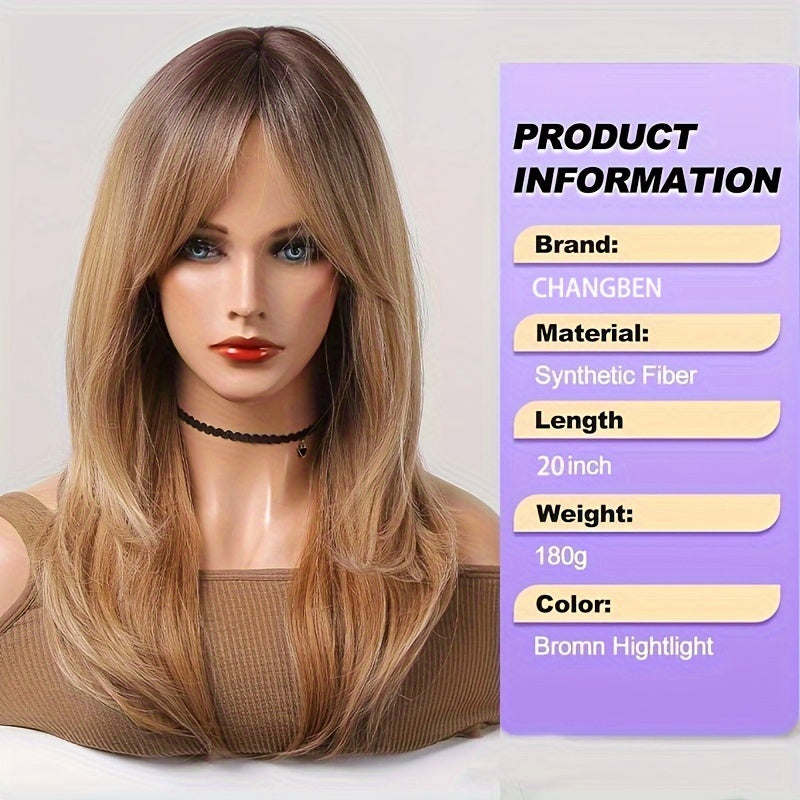 Elegant And Heat-resistant, Non-toxic Wig With Long Curly Hair And Waves, Synthetic Wig With Bangs, Daily Wig, Suitable For The Whole Scene. - DropOnline.co