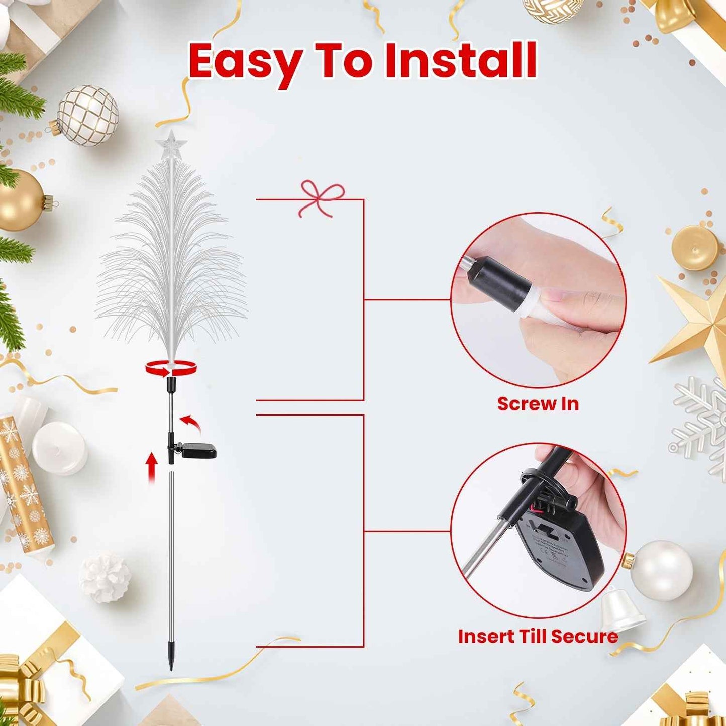 4Pack 7 Color Changing Solar Christmas Tree Lights - Optical Fiber Stake Lights - DropOnline.co