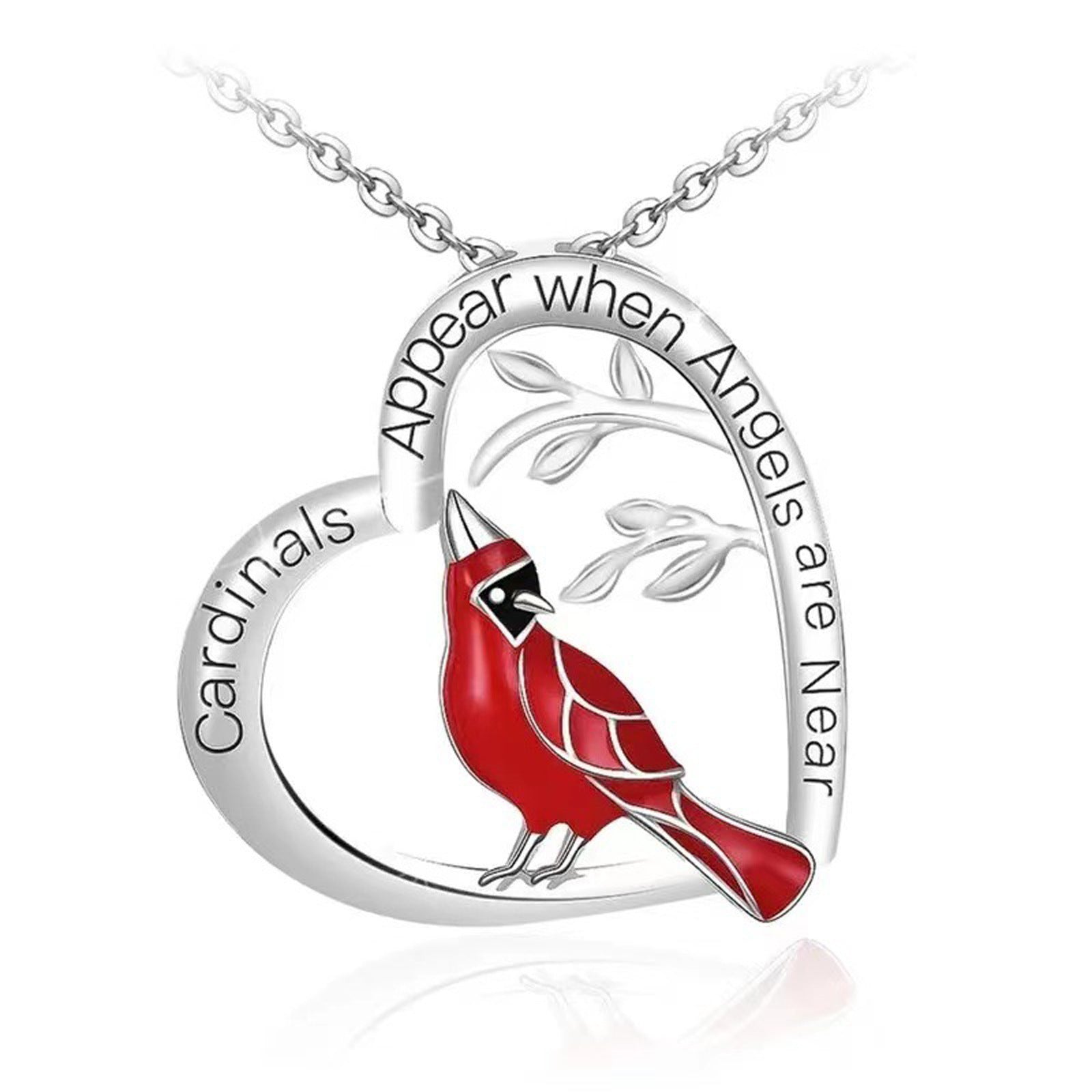 Creative Heart Shaped Cardinal Pendant Necklace, Exquisite Party Commemorative Accessory Gift Jewelry Anniversary Party Gifts, Valentine's Day Gift - DropOnline.co