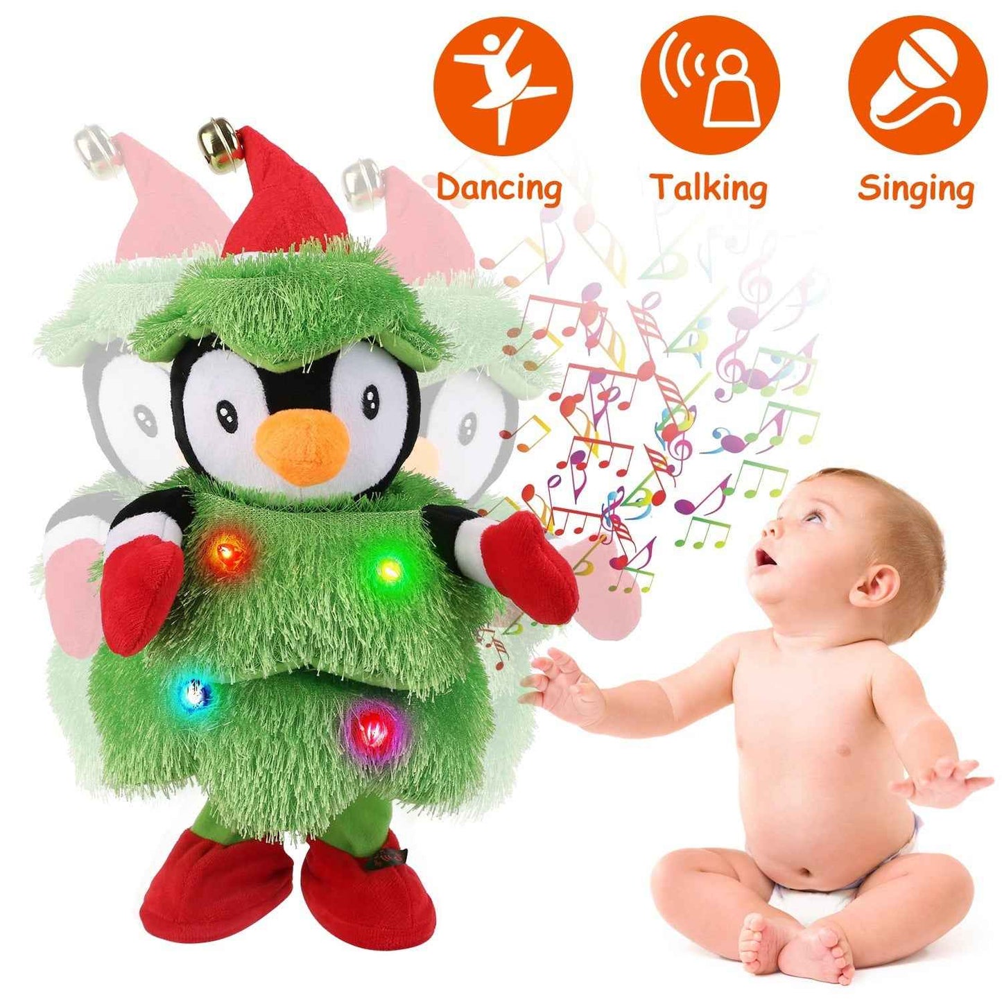 Penguin/Elk/Snowman Electric Dancing Singing Plush Toy - Interactive Christmas Gift - DropOnline.co