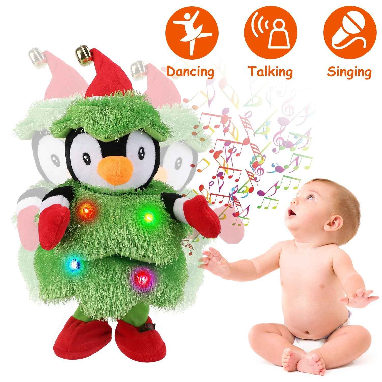 Penguin/Elk/Snowman Electric Dancing Singing Plush Toy - Interactive Christmas Gift - DropOnline.co
