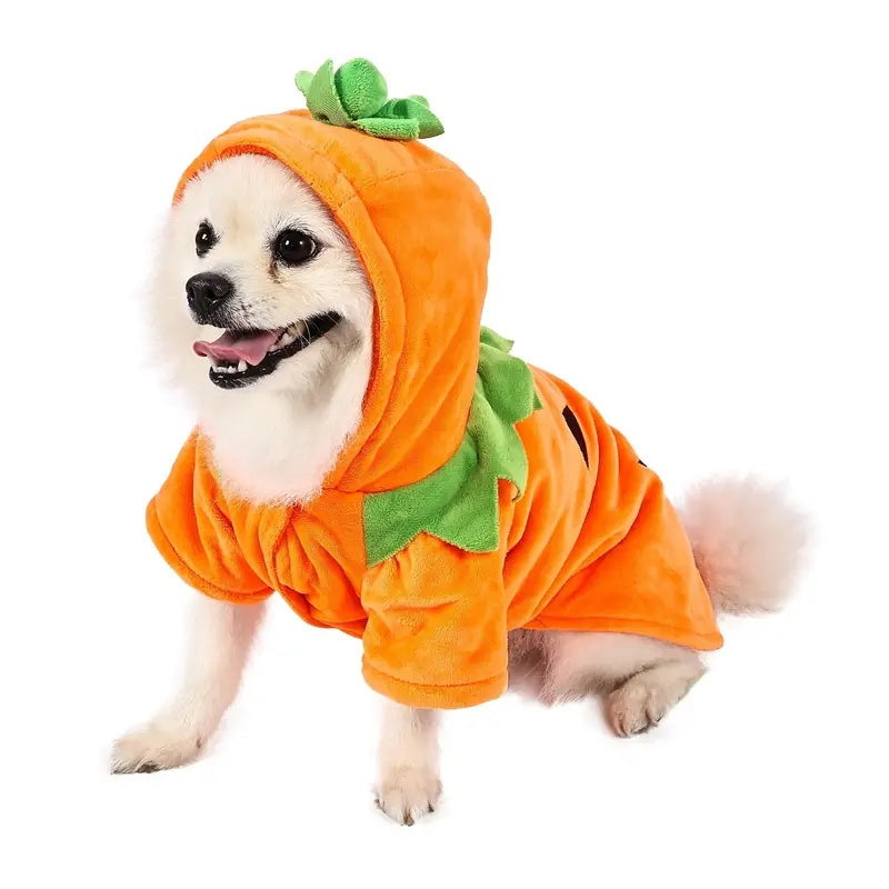Dog Hoodie Cute Funny Halloween Style Pumpkin Cosplay Costume Warm Puppy Fleece Clothes - DropOnline.co