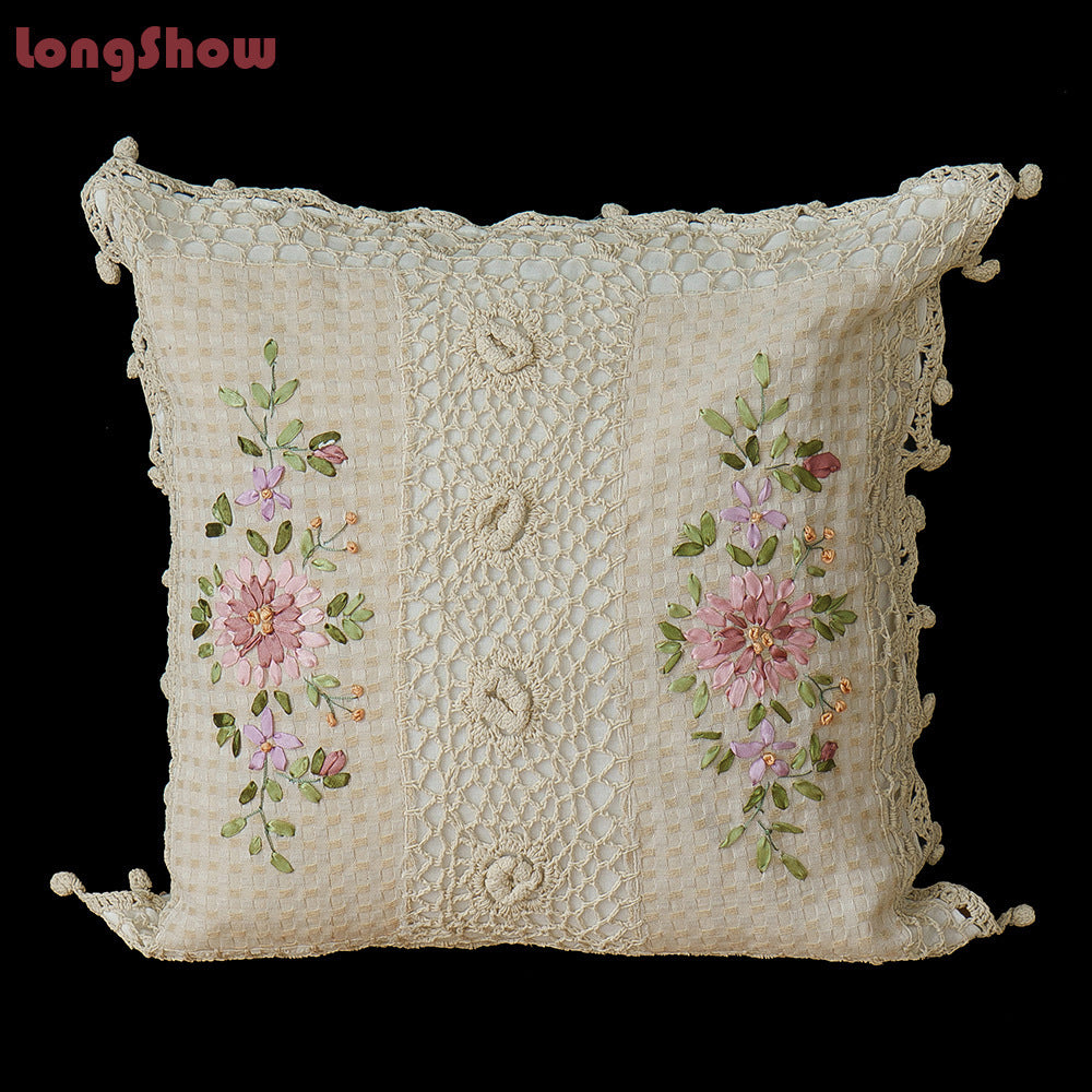 Cotton Pillow Case Satin Embroidered Cushion - DropOnline.co