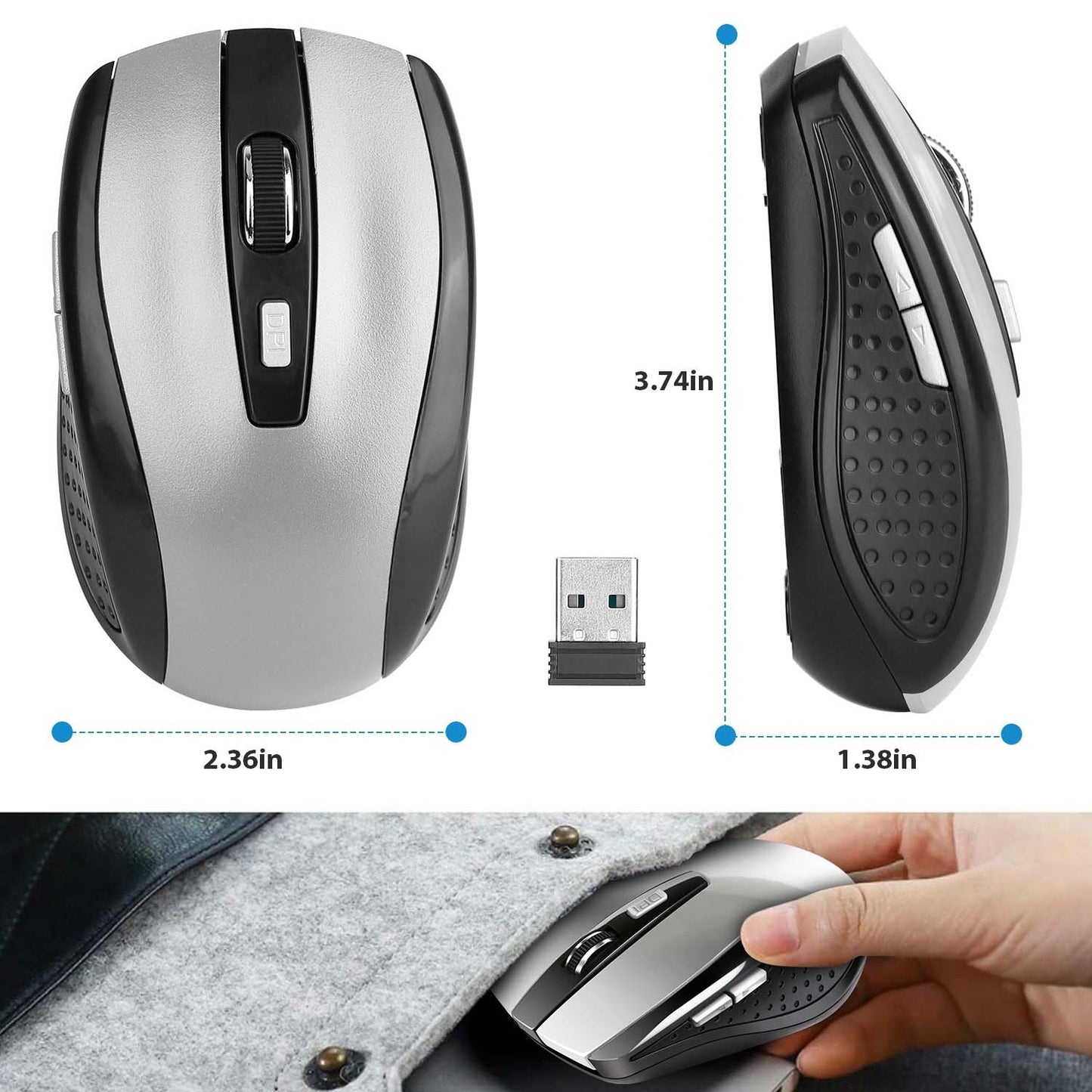 2.4G Wireless Gaming Mouse Optical Mice WIth Receiver 3 Adjustable DPI 6 Buttons For PC Laptop Computer Macbook - DropOnline.co