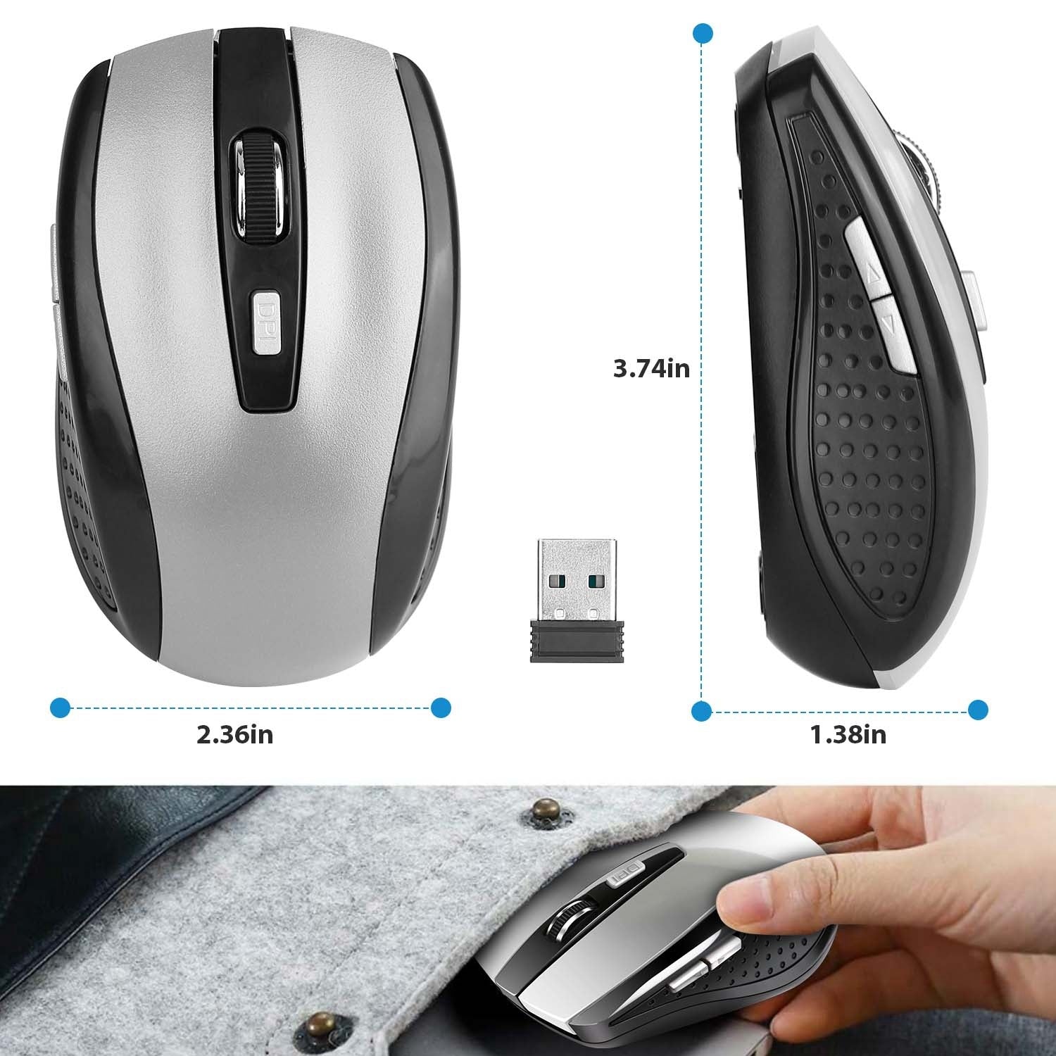 2.4G Wireless Gaming Mouse Optical Mice WIth Receiver 3 Adjustable DPI 6 Buttons For PC Laptop Computer Macbook - DropOnline.co