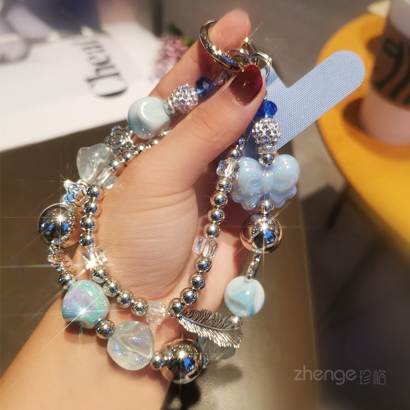 Women's Double Chain Feather Short Cellphone Chain - DropOnline.co