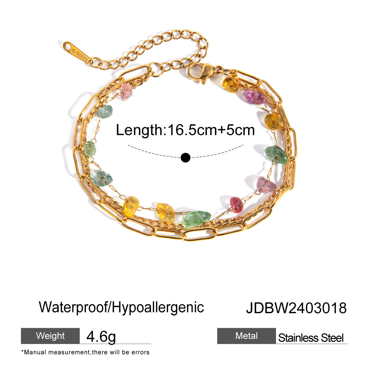 Fashion 18K Gold Stainless Steel Color Broken Stone Chain Ring - DropOnline.co