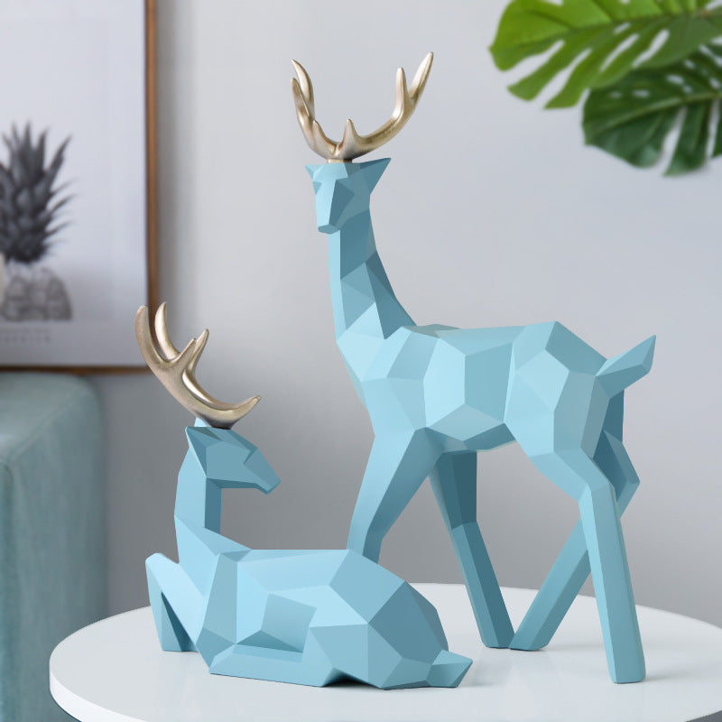 Deers Sculpture Resin Deer Statue Decoration Home Decor Statues Deer Figurines Modern Decoration Deers Table Ornament - DropOnline.co