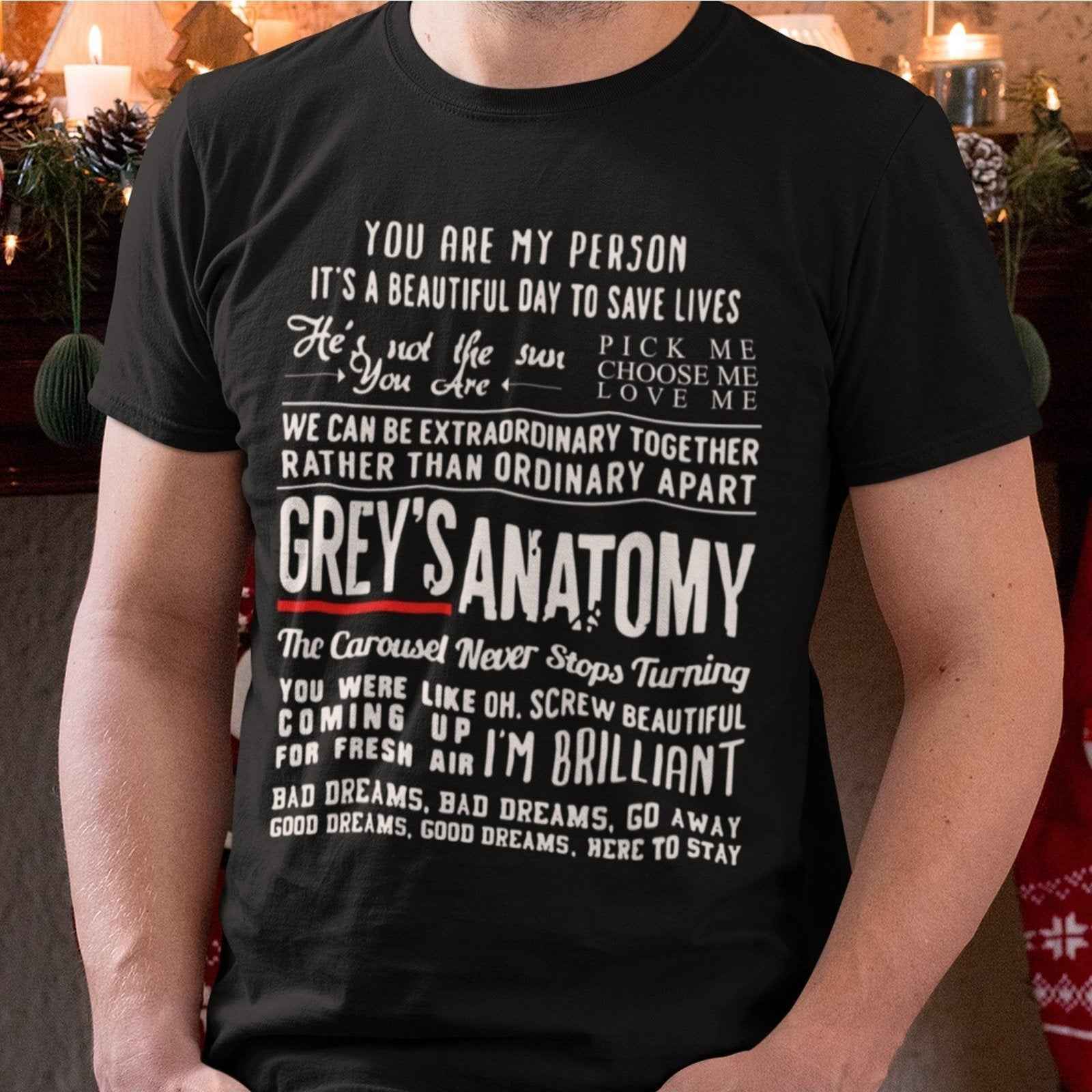 Men's TV Drama Line Pattern T-Shirt - 'You Are My Favorite Person' 2024 Christmas Trend