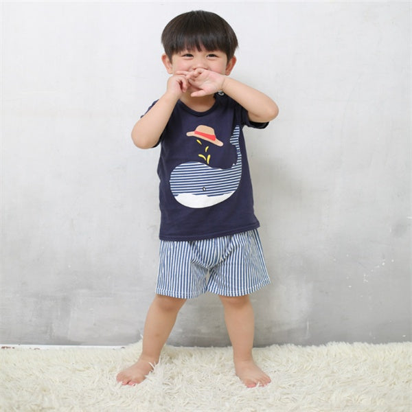 Cartoon Baby Clothing Set - Summer T-Shirt & Shorts Outfit for Boys & Girls - DropOnline.co