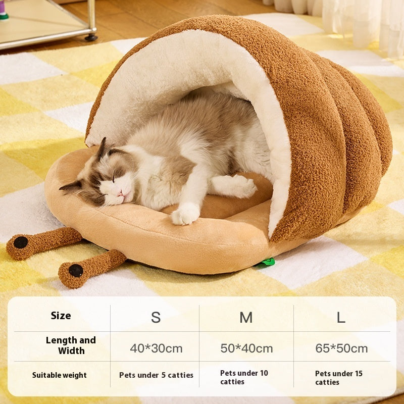 Warm Cat Semi-Closed Snail Slippers Nest - Cozy Pet Bed with Unique Slipper Design - DropOnline.co
