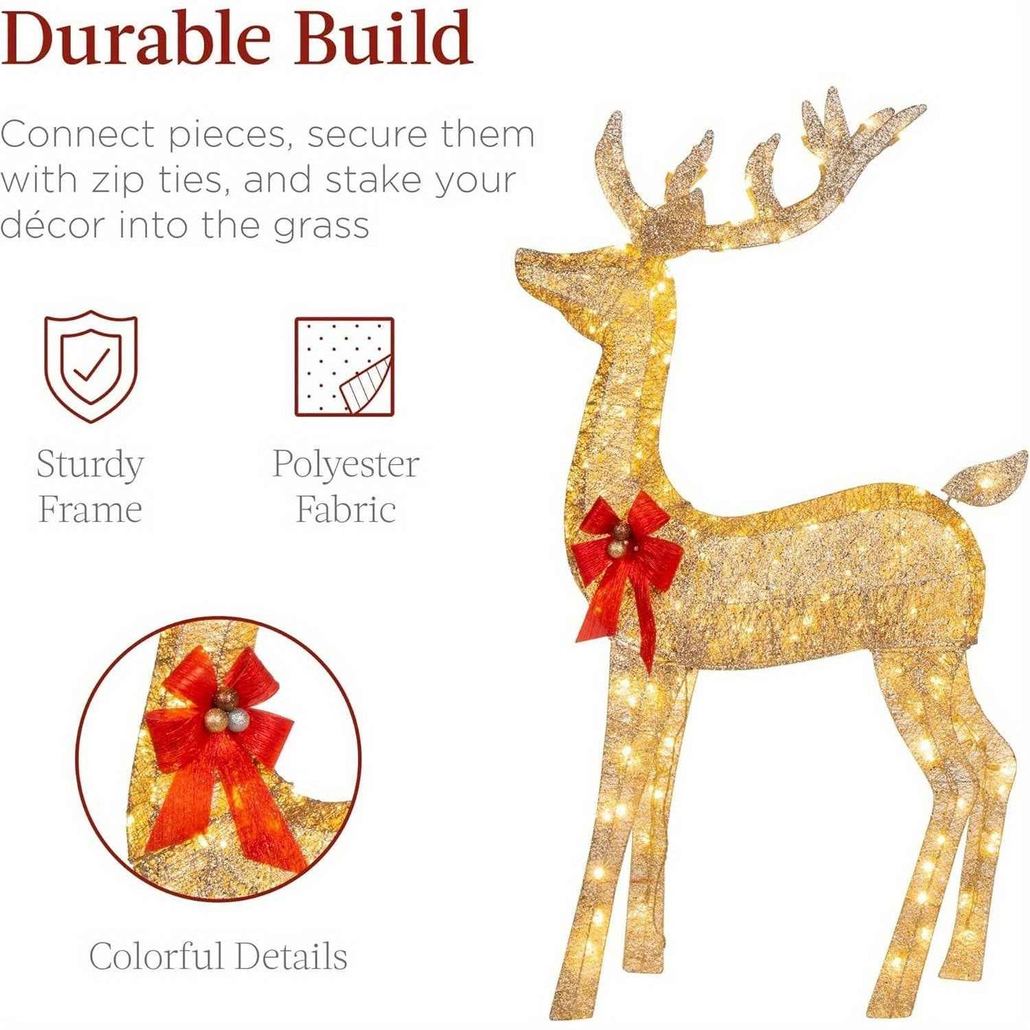 Golden Christmas Reindeer Set - 3-Piece Holiday Decoration
