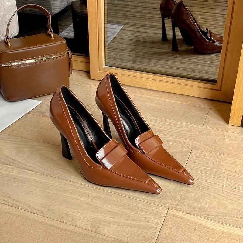 Retro Pointed Elegant Women's Commuting Stiletto Patent Leather High Heels