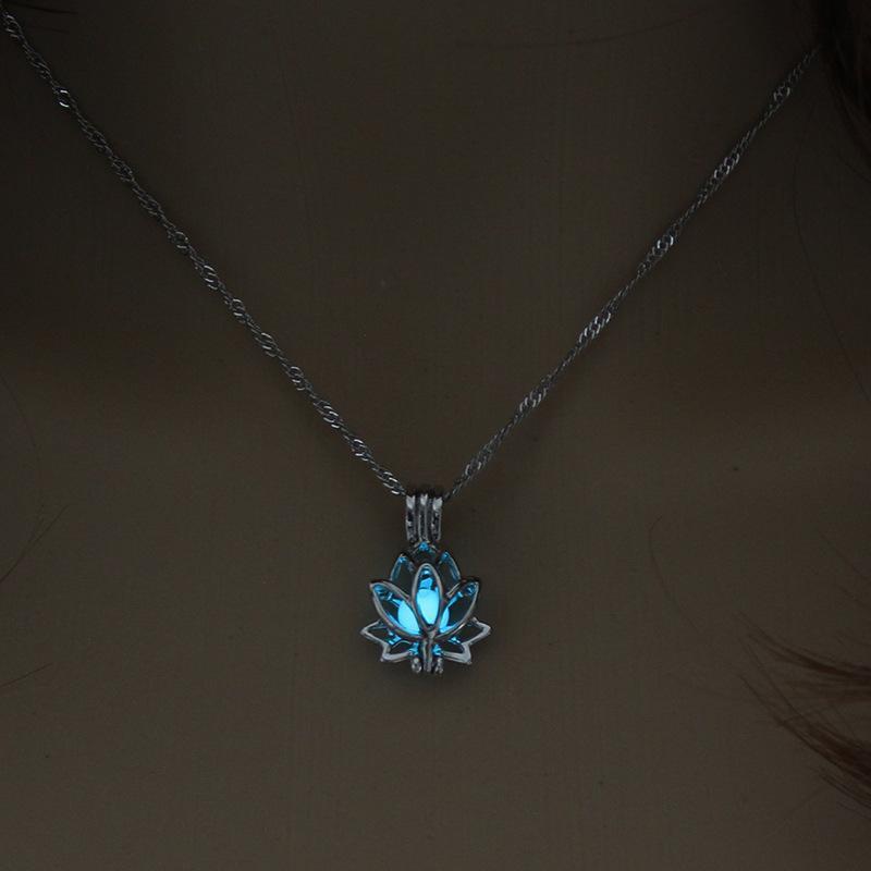 Yoga Lotus Photo Box Luminous Pendant Necklace - DropOnline.co