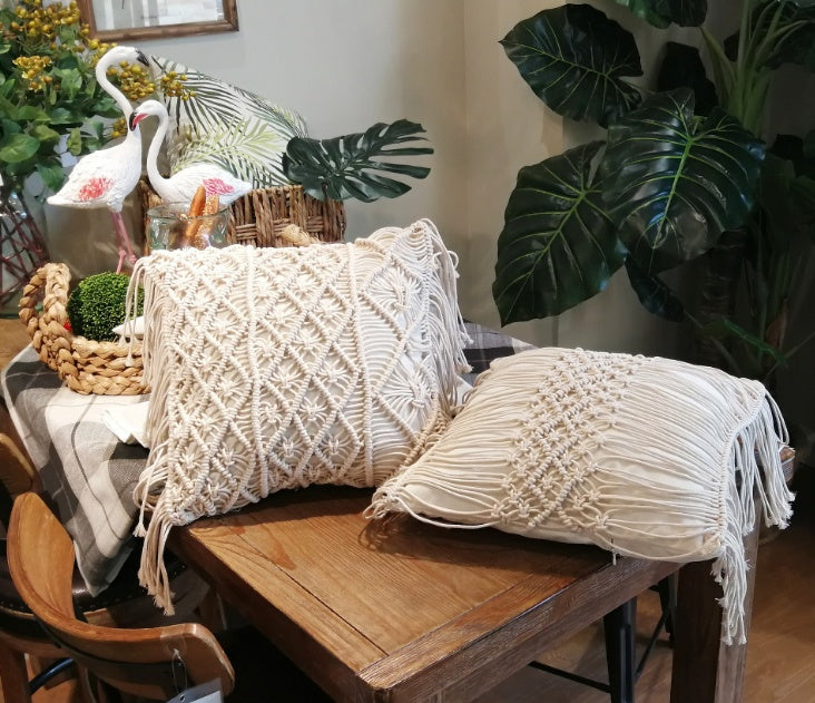 Bohemian Hand-woven Macrame Cotton Cushion Cover - DropOnline.co