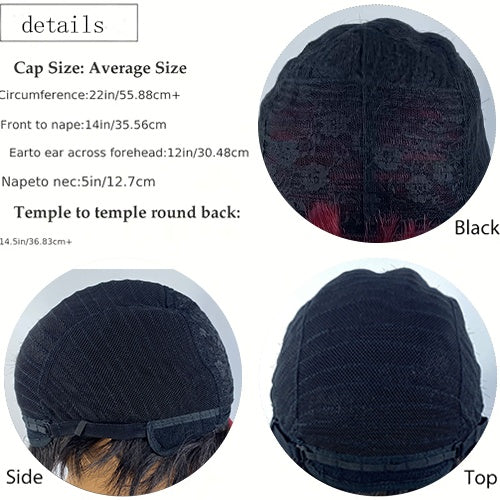 Short And Straight, Elf, Human Hair Non-toxic Wig, Burgundy, Short And Elf Haircut, Ladies Wig, Applicable To The Whole Scene. - DropOnline.co