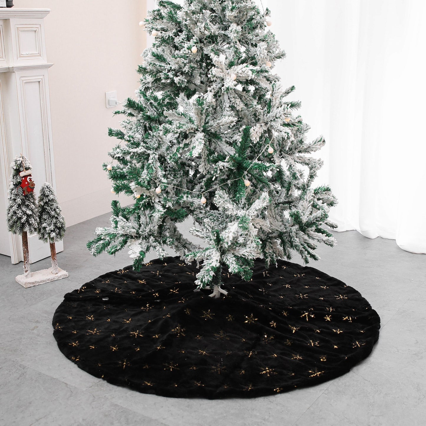 Home Decor Cushion Black Embroidered Velvet Christmas Tree Skirt - DropOnline.co