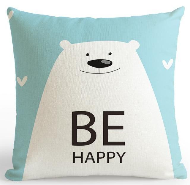 Be Happy Bear Cushion Cover - DropOnline.co