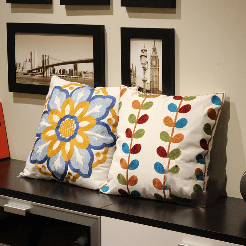 Embroidered Flower Nordic Fabric Sofa Cushion Cover - DropOnline.co