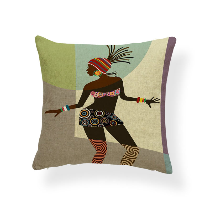 Printed cotton and linen cushion cover - DropOnline.co