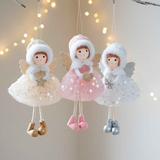 Christmas Mesh Angel Girl Pendant - Big Eyes Winter Ornament Decoration (3 Colors) - DropOnline.co
