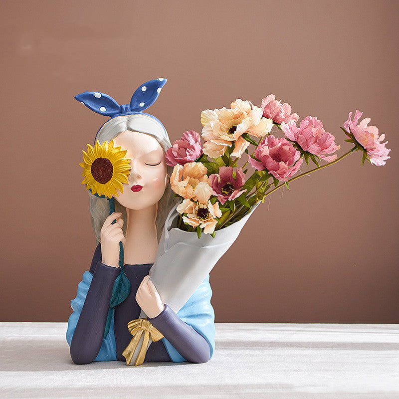 Home Decor Girl Figurine Resin Sculpture Abstract Art Room Decor Nordic Decoration Home Living Room Decoration Accessories Gifts - DropOnline.co