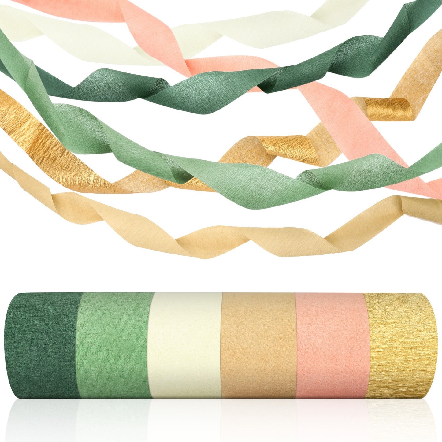 Wedding Party Crepe Paper Decorations, 6 Rolls Crepe Paper Streamers In Olive Green Brown Dark Green Gold Peach White Streamers For Bridal Wedding Birthday Shower Party Decor-Clearance - DropOnline.co