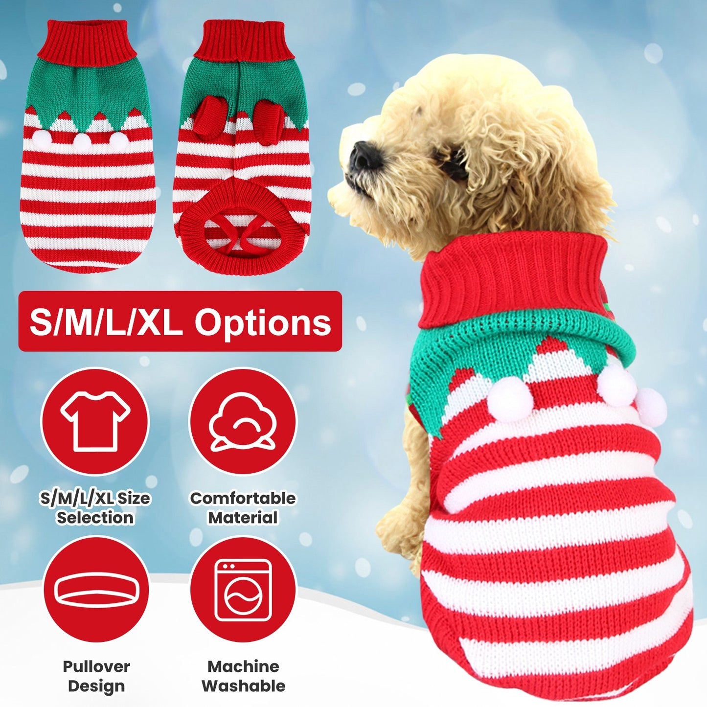 2 Patterns 4 Sizes Option-- 1Pc Pet Christmas Turtleneck Sweater Dog Cat Christmas Clothes Snowman Stripes Costume Winter Holiday Sweater For Small Medium Kitten Puppy Cats Dogs - DropOnline.co