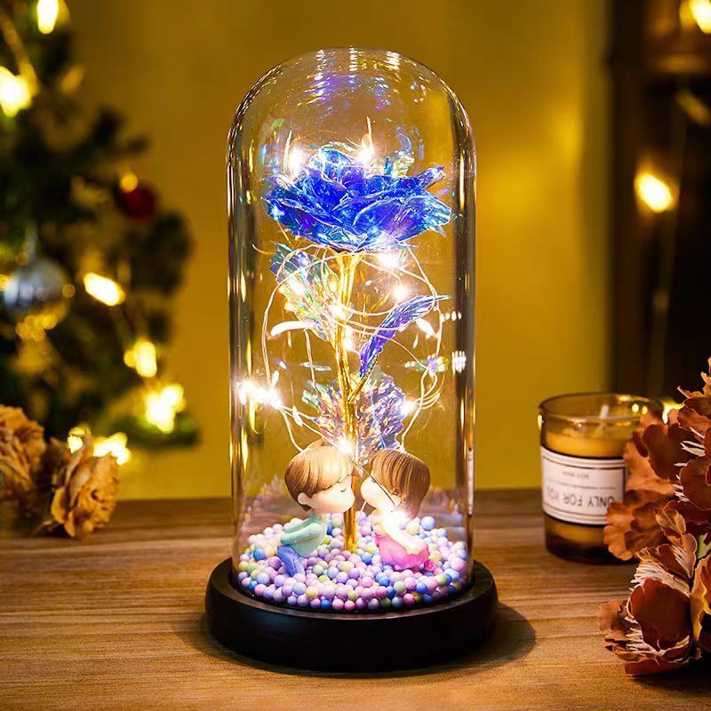 Eternal Rose LED Light Foil Flower In Glass Cover Night Lights Valentines Day Gifts Lamp Decor For For Home Bedroom Wedding Gift Valentine's Day Gifts - DropOnline.co