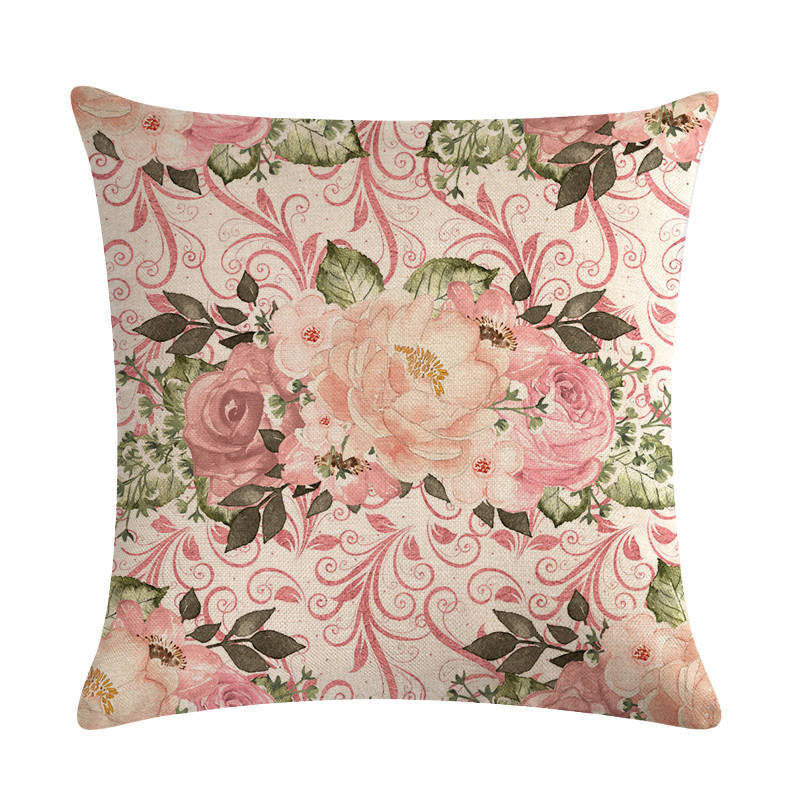 Floral Cushion Cover Cotton Linen Pillowcase - DropOnline.co