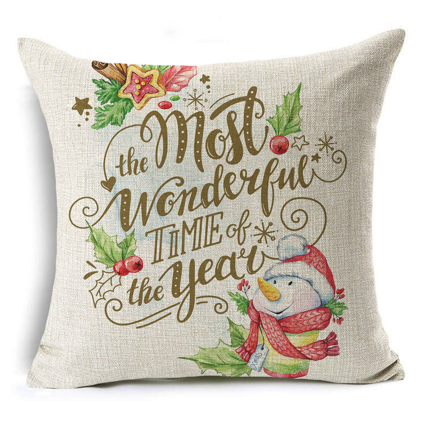 Colorful Christmas Linen Cushion Cover - DropOnline.co