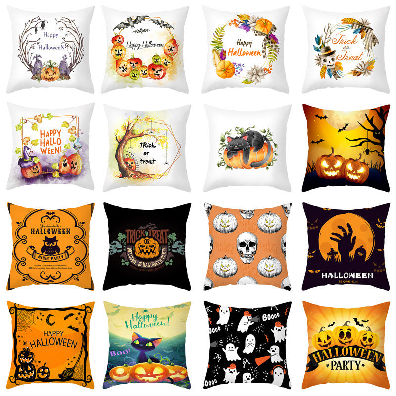 Halloween Pumpkin Letter Fleece Cushion Cover - DropOnline.co