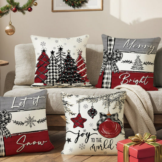 Christmas Cushion Cover Pillowcase Merry Christmas Decor For Home 2024 Xmas Ornament Happy NewYear Gift - DropOnline.co