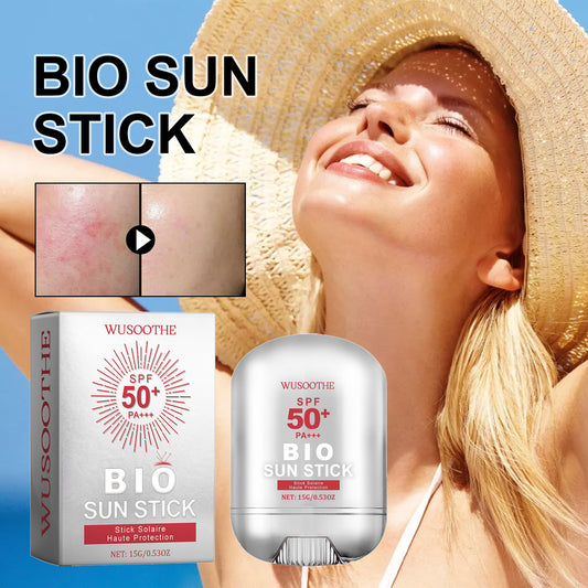 WUSOOTHE Bio Sun Stick 15g - Advanced Protection With Peptide Complex, Collagen And Hyaluronic Acid SPF50,PortableStrong UVProtection Sunscreen Stick - DropOnline.co