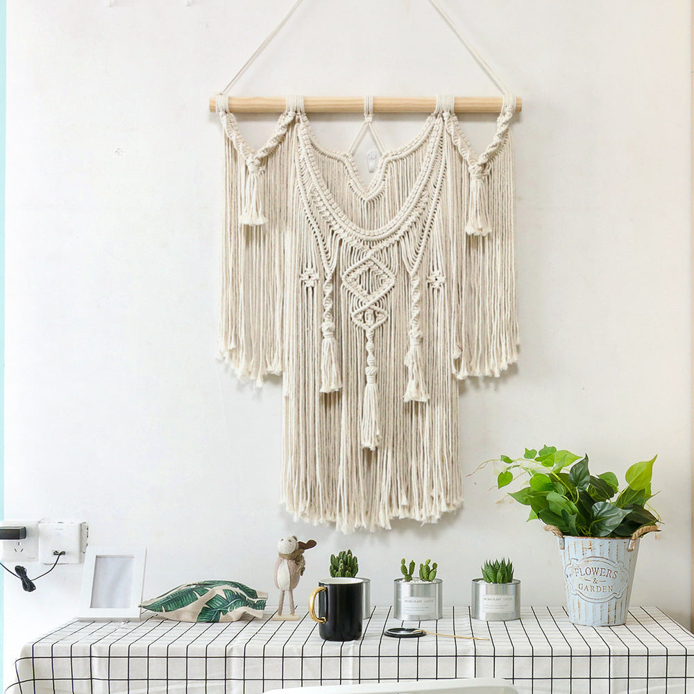 Room Decor Hand Woven Tapestry Wall Curtains With Bohemian Leaves - DropOnline.co