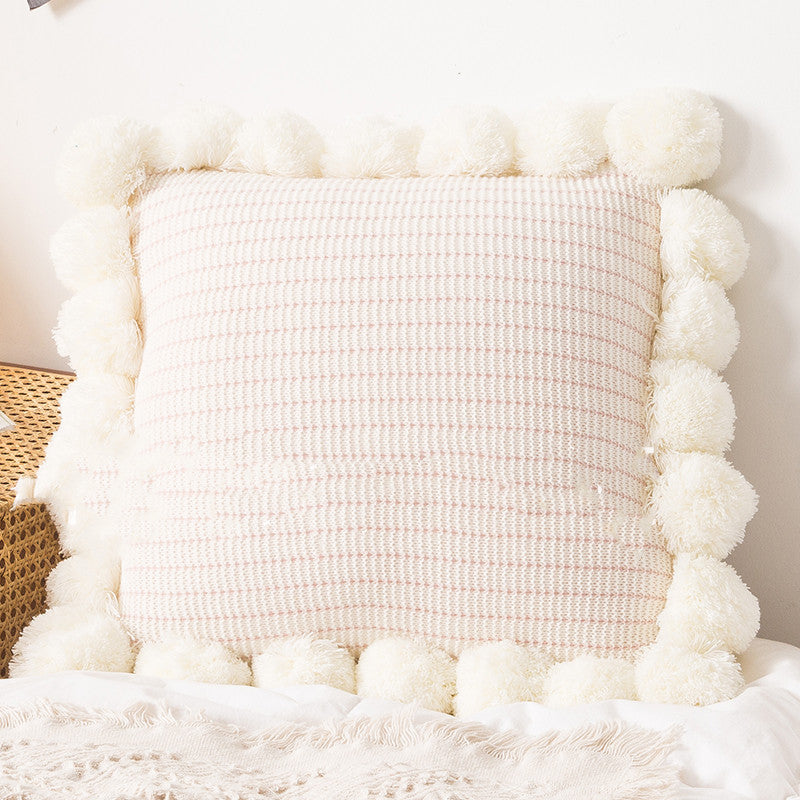 Throw Pillow Bed Sofa Cushion Waist Knitted Pillowcase - DropOnline.co