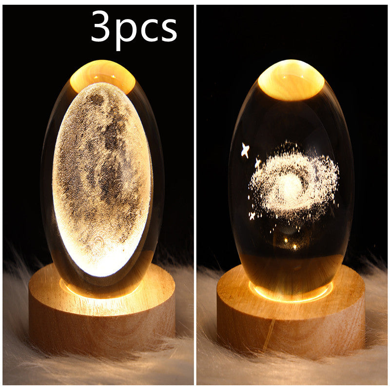 LED Night Light Galaxy Crystal Ball Table Lamp 3D Planet Moon Lamp Bedroom Home Decor For Kids Party Children Birthday Gifts - DropOnline.co