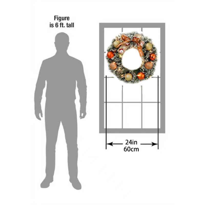 60cm Christmas Wreath with Glitter Balls & LED Lights - Festive Holiday Decor - DropOnline.co