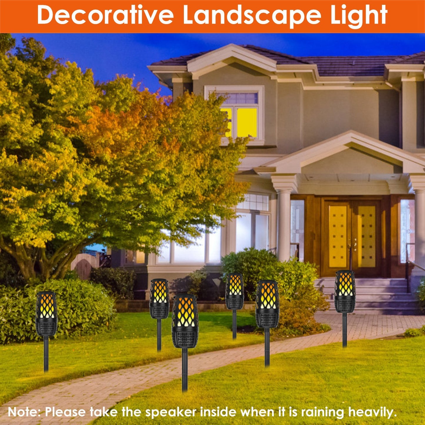 1Pc 4 In 1 Wireless 5.3 Outdoor Speaker IPX5 Waterproof Patio Speaker LED Flame Speaker With 3 Flame Light Modes Hook Stake Wall Mount Holder Sync Up To 1,00 Speakers - DropOnline.co