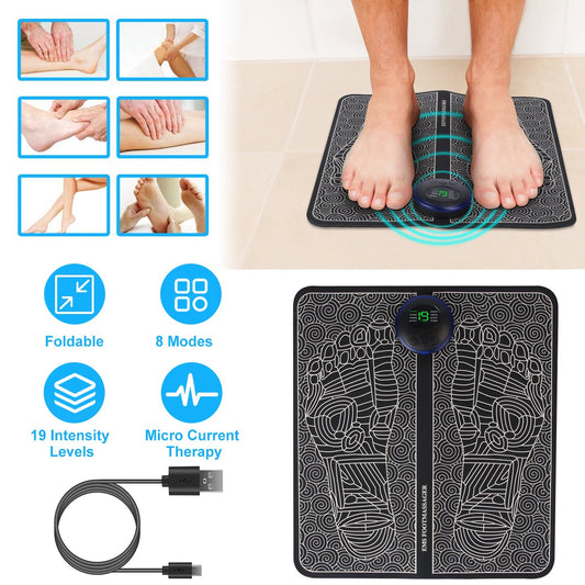 1Pc Foot Massage Pad Electric Stimulator Massager Unit Leg Reshaping Muscle Pain Relax Foldable Massage Mat With 8 Modes 19 Intensity Levels Remote Control - DropOnline.co