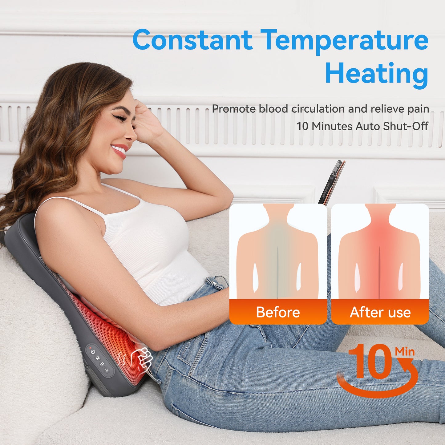 Short Walk Cushion Massager, Kneads And Heats The Waist And Back, Suitable For Office And Home Use, Portable Multi-functional Massage Device - DropOnline.co