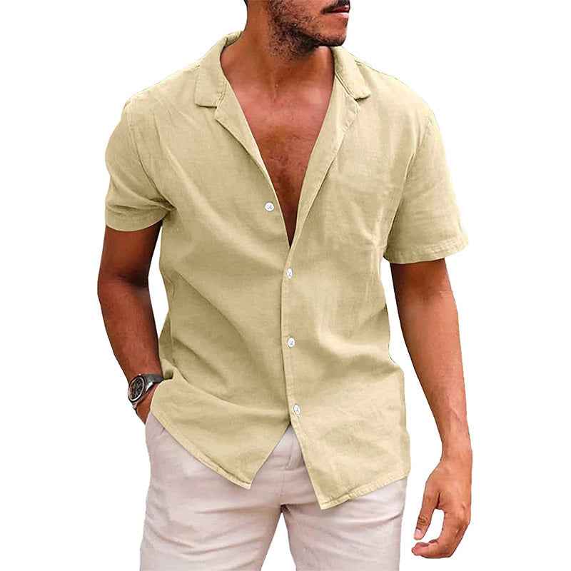 Men's Casual Button Down Beach Shirt - Short Sleeve Summer Top